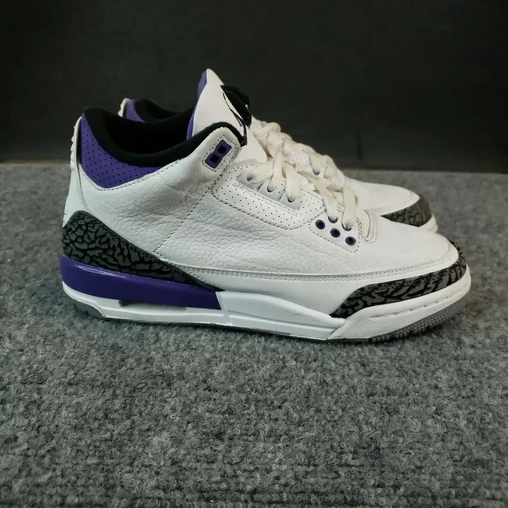 Nike Air Jordan 3 Retro Shoes Youth Boys Size 7 Purple White Sneakers DM0967-105